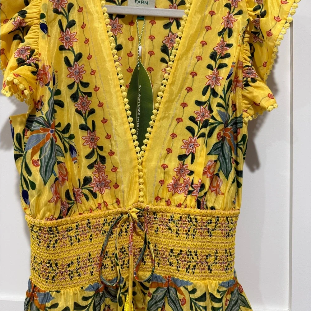 Farm Rio Yellow Delicate Flower Blouse.  Size Medium Worn once - Picture 5 of 11